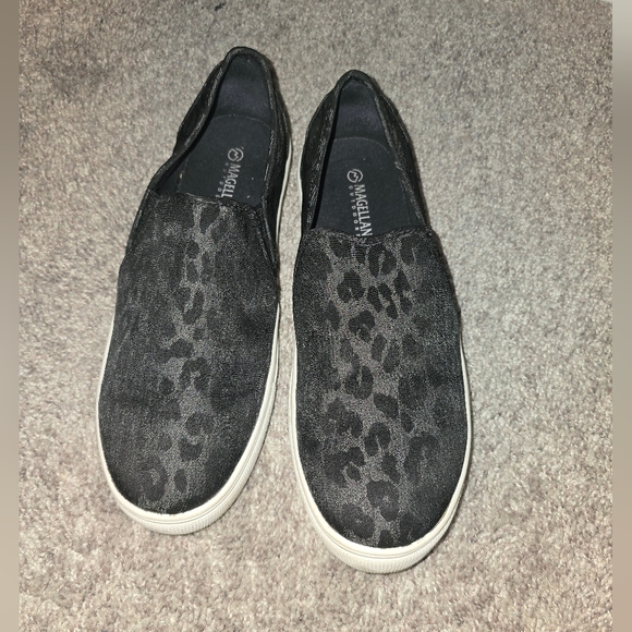 Magellan Outdoors Shoes - Magellan Outdoors Charcoal Leopard Slip-On Sneakers